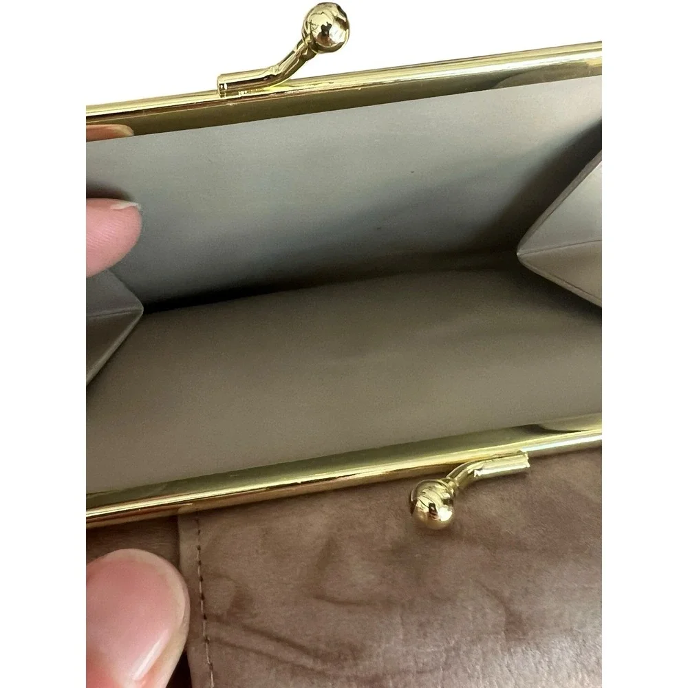 Buxton Leather Folding Wallet Credit Card‎ Holder Coin Purse Beige Brown Rare!